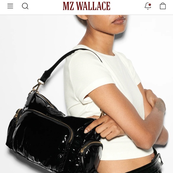 MZ Wallace Handbags - MZ Wallace Chelsea Glossy Black Shoulder Bag